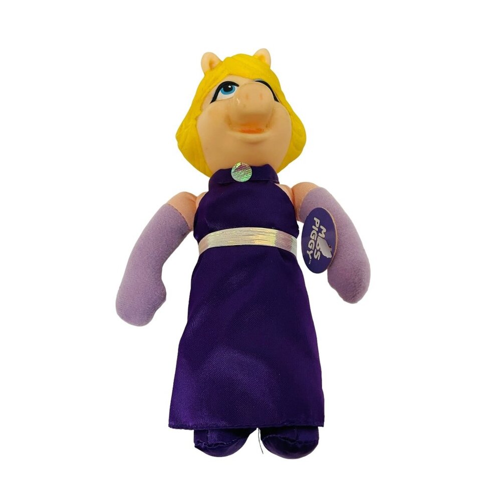 VTG Amerawell Toys Miss Pigg Doll Purple Dress Muppets Soft Body 1991 Henson Toy